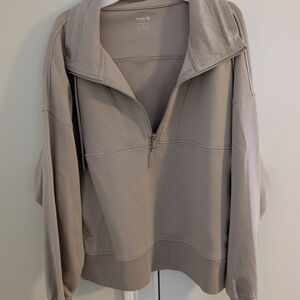 Old Navy Taupe Quarter-Zip Pullover